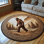 Woodland Wanderer Round Mat Rug - washable non-slip printed rug