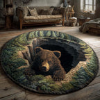 Woodland Watch Round Mat Rug - washable non-slip printed rug