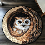 Woodland Watcher Round Mat Rug - washable non-slip printed rug