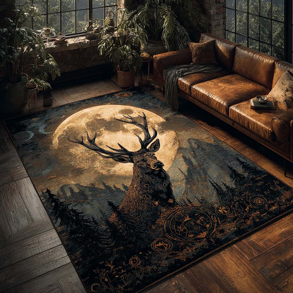 Woodland Whisper area rug in a living room