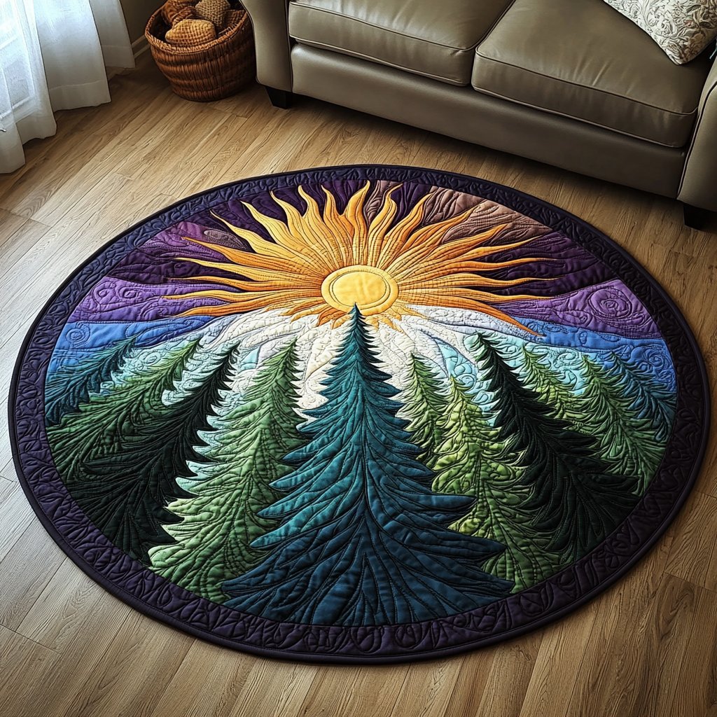 Woodland Whispers Round Mat Rug - washable non-slip printed rug