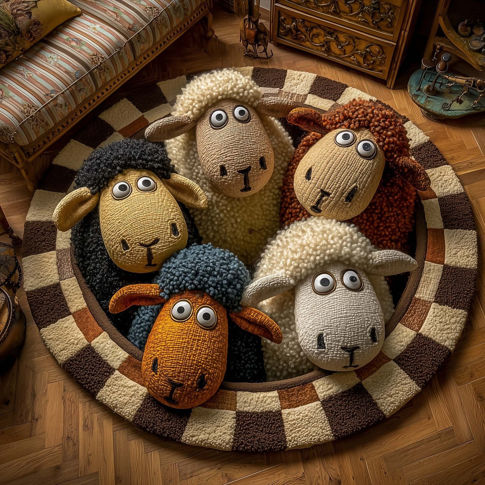 Woolly Meadow Round Mat Rug - Nature Design | Serene Home Decor