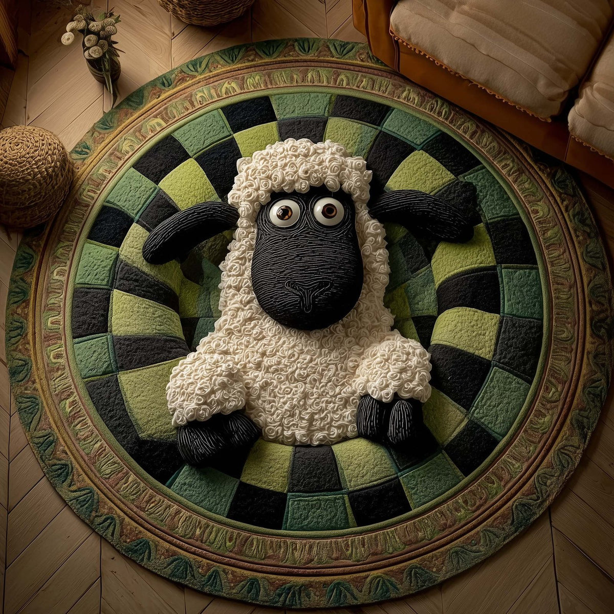 Woolly Meadow Round Mat Rug - Nature Design | Serene Home Decor