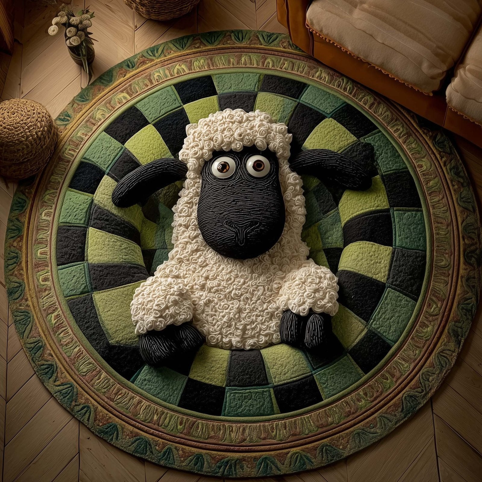 Woolly Meadow Round Mat Rug - Nature Design | Serene Home Decor
