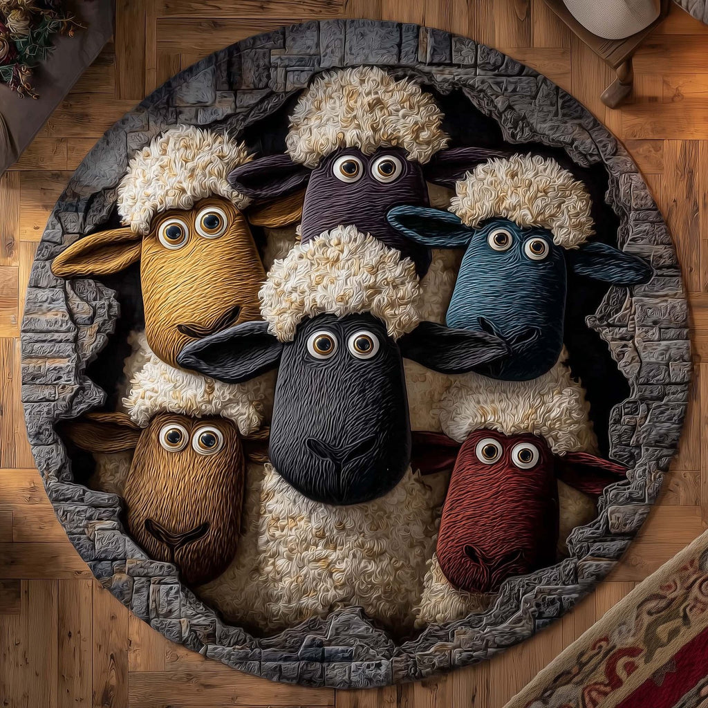 Woolly Meadow Round Mat Rug - Nature Design | Serene Home Decor