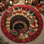 Workshop Descent Round Mat Rug - washable non-slip printed rug