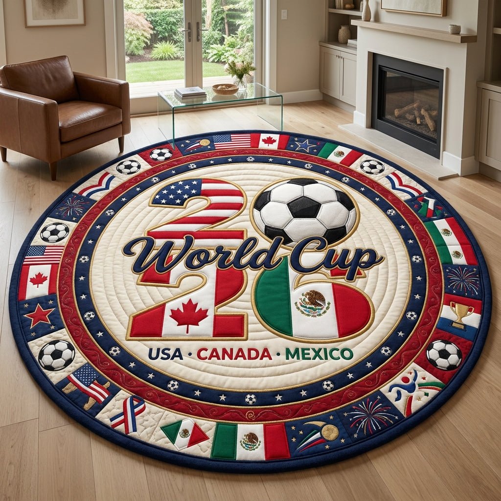 World Cup 2026 Round Mat Rug - Nature Design | Serene Home Decor