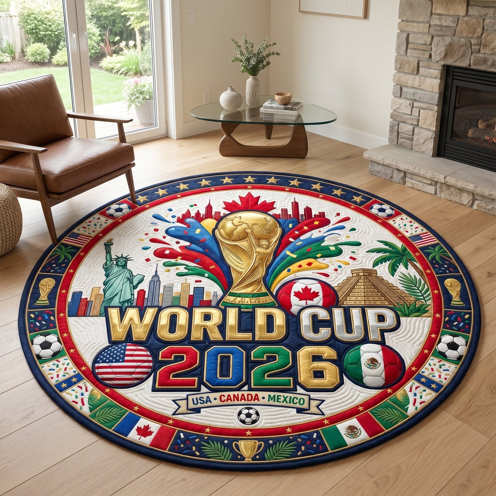 World Cup 2026 Round Mat Rug - Nature Design | Serene Home Decor