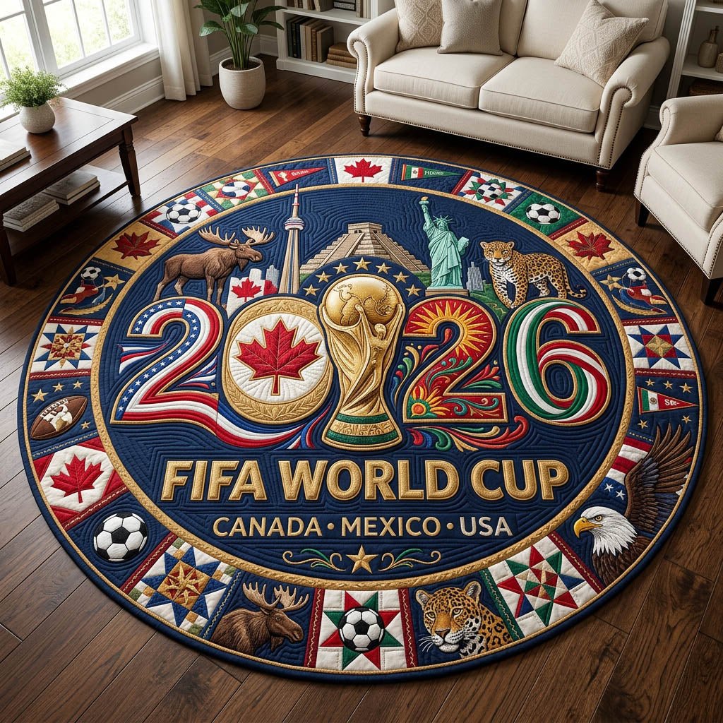 World Cup 2026 Round Mat Rug - Nature Design | Serene Home Decor