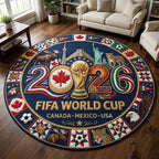 World Cup 2026 Round Mat Rug - Nature Design | Serene Home Decor