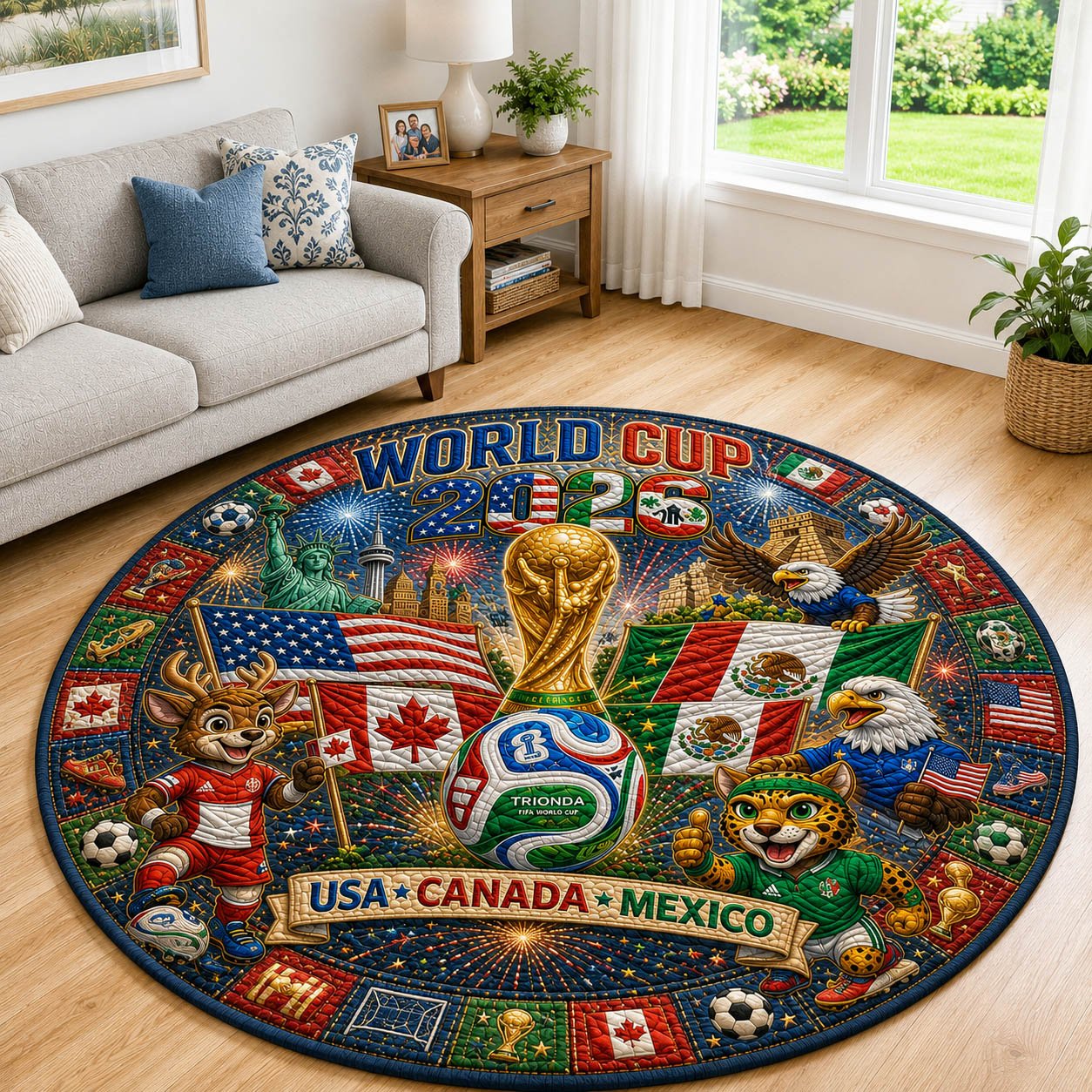 World Cup Round Mat Rug - Nature Design | Serene Home Decor