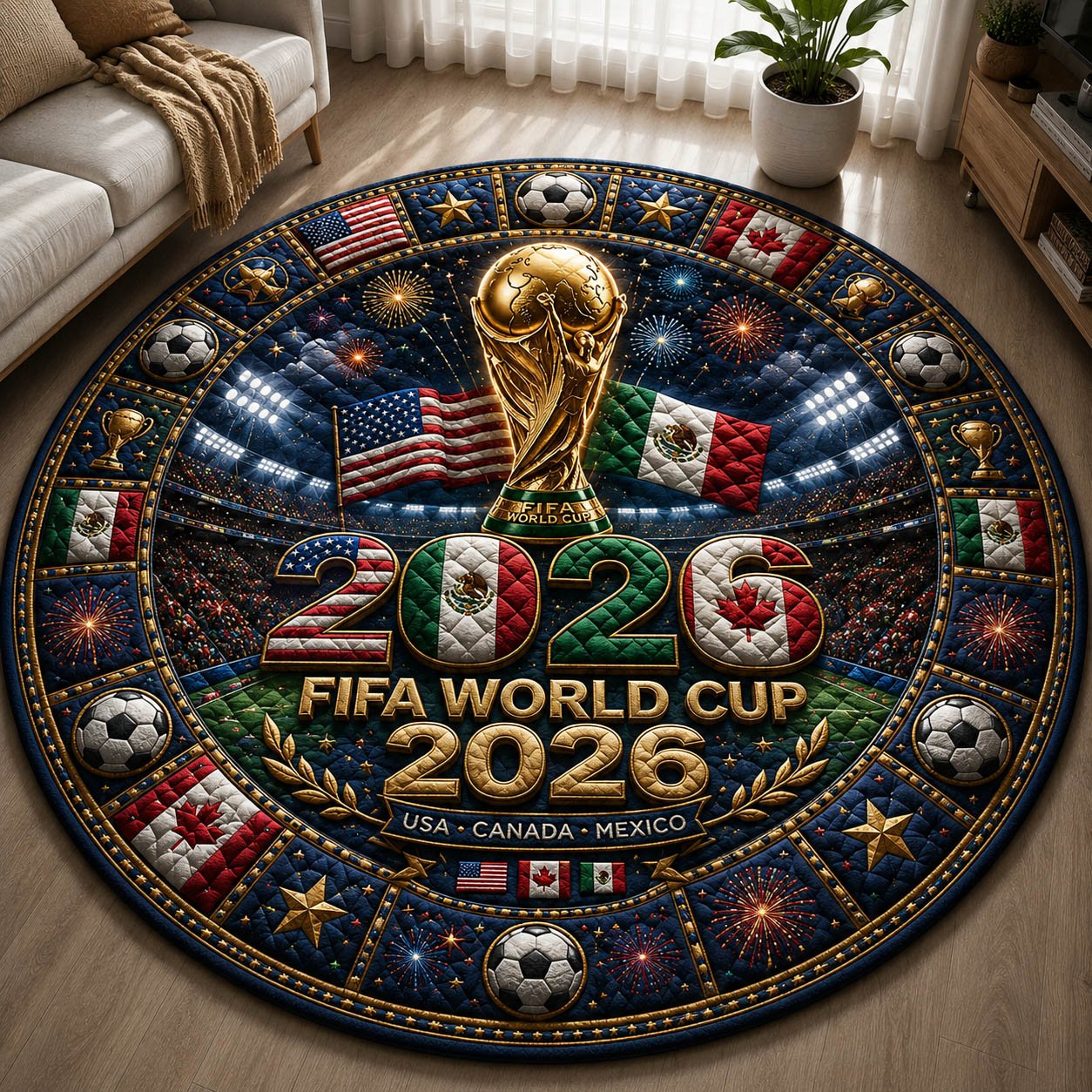 World Cup Round Mat Rug - Nature Design | Serene Home Decor