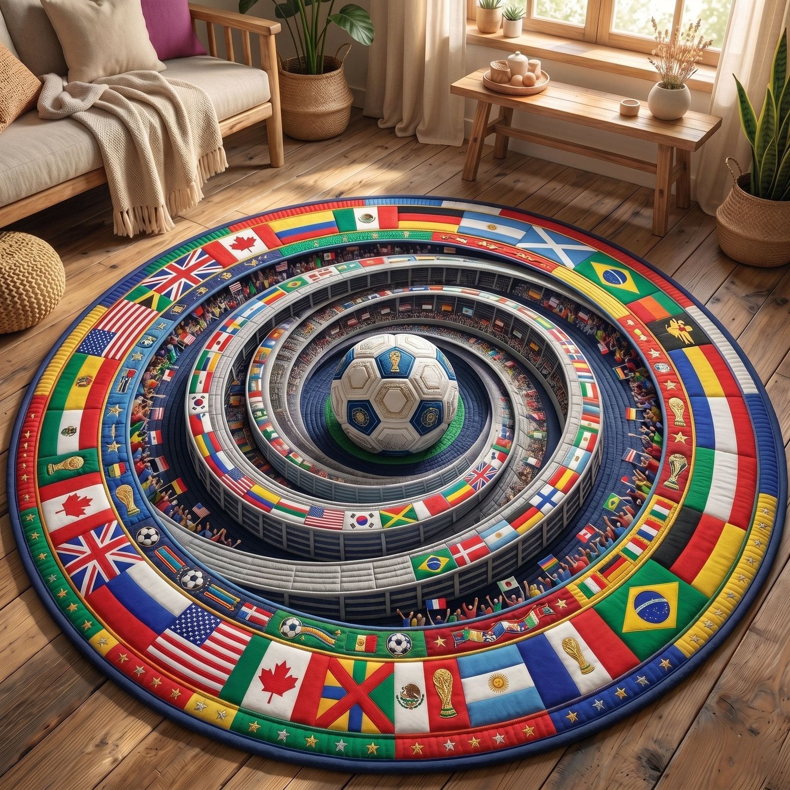 World Cup Round Mat Rug - Nature Design | Serene Home Decor