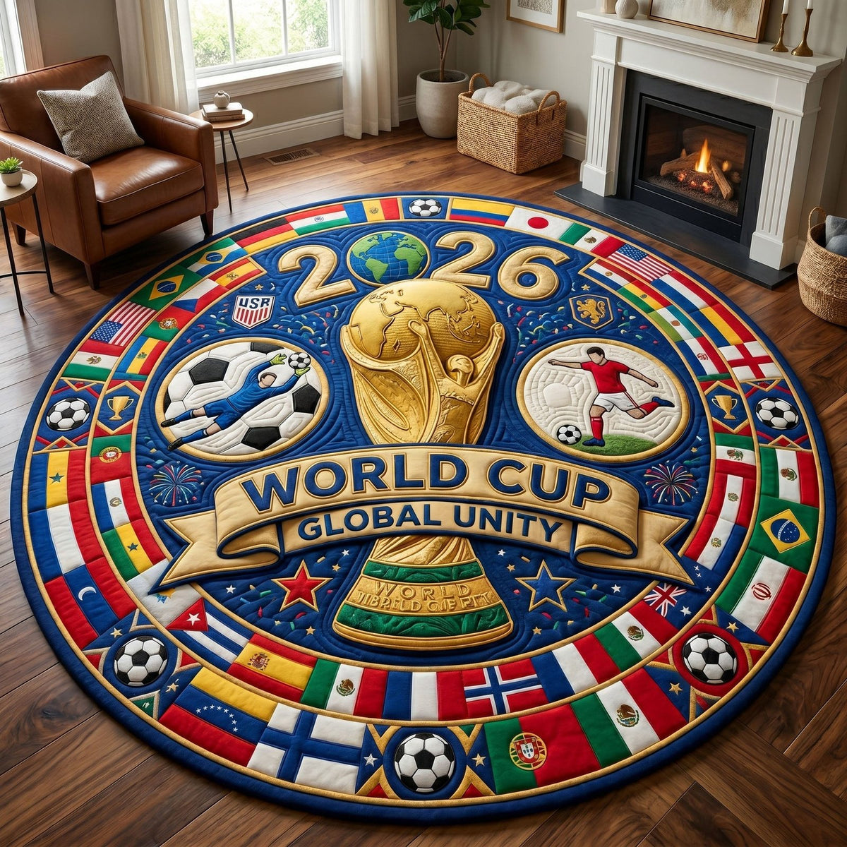 World Cup Round Mat Rug - Nature Design | Serene Home Decor