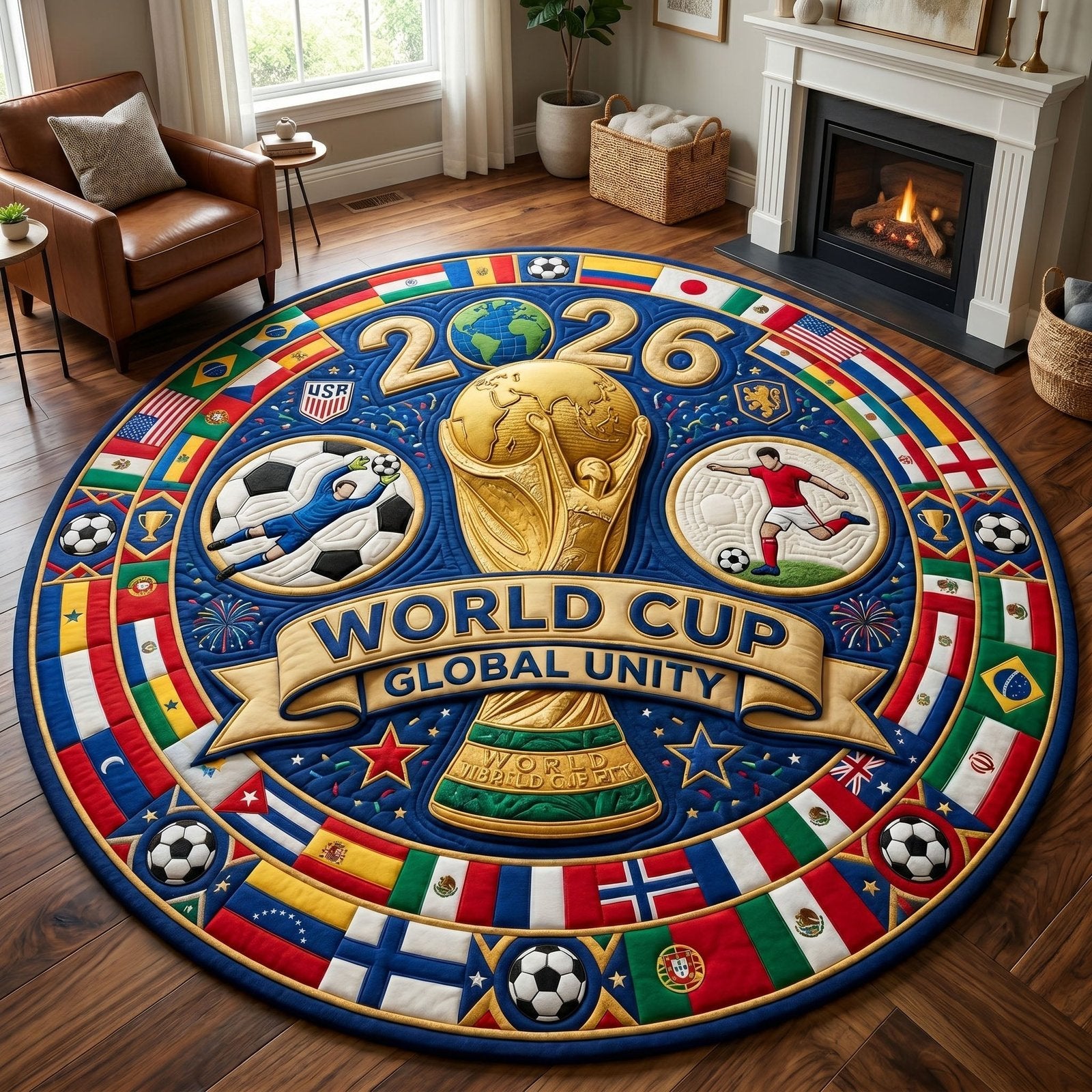 World Cup Round Mat Rug - Nature Design | Serene Home Decor