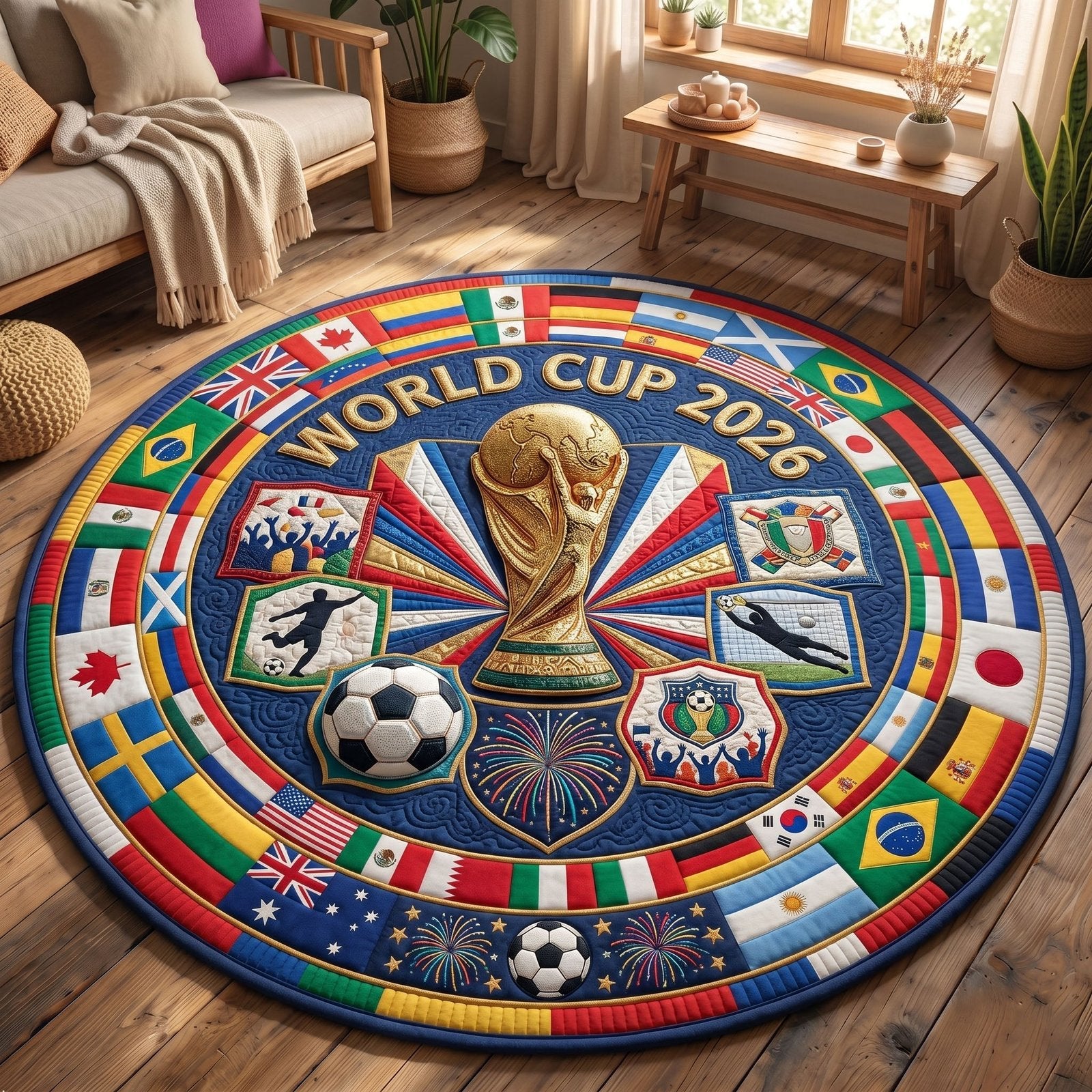 World Cup Round Mat Rug - Nature Design | Serene Home Decor