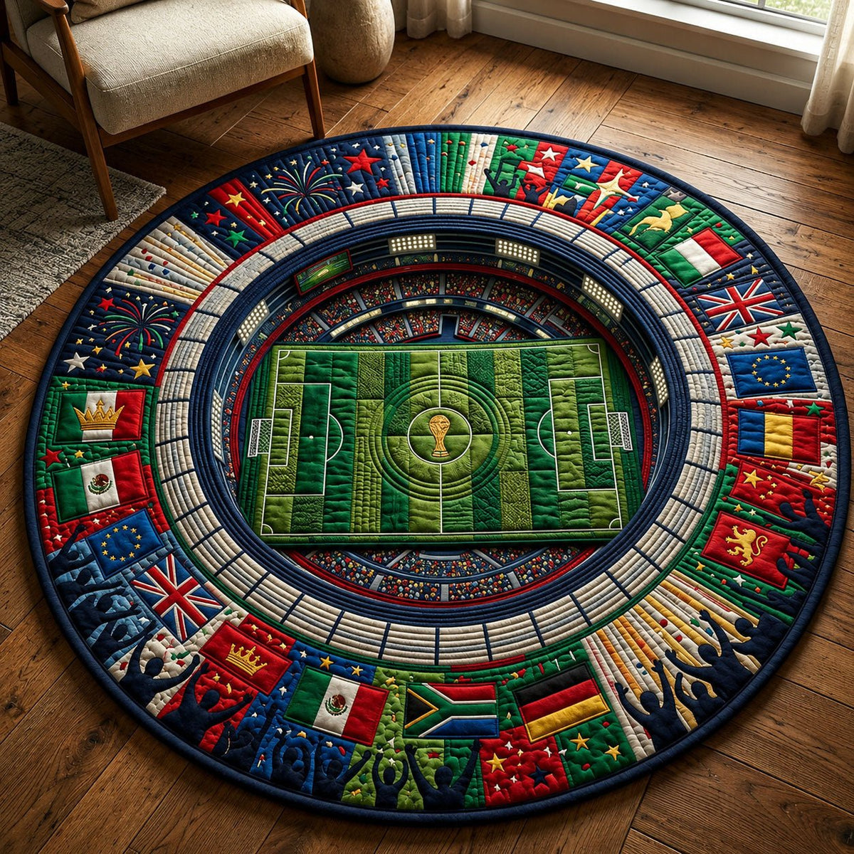 World Cup Stadium Tunnel Round Mat Rug - Nature Design | Serene Home Decor