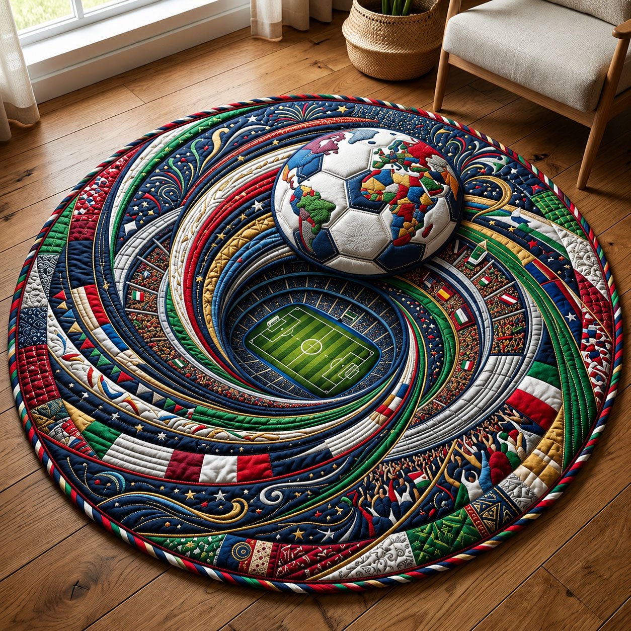 World Cup Stadium Tunnel Round Mat Rug - Nature Design | Serene Home Decor