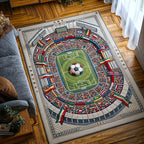 World Soccer area rug in a living room