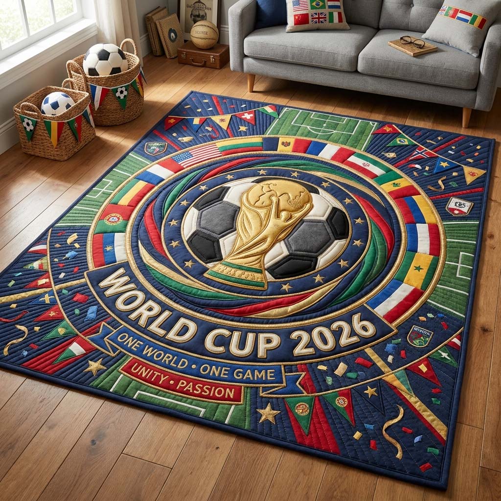 World Unity area rug in a living room