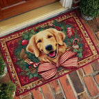 Wreath Golden Retriever Doormat - Cute Animal Design | Printed Welcome Doormat