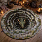 Wyrm Gate Round Mat Rug - washable non-slip printed rug