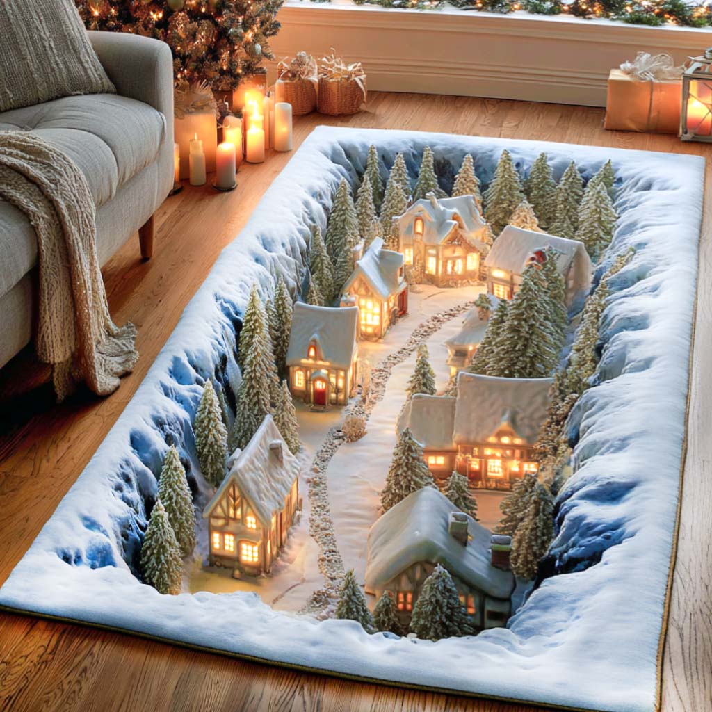 Xmas area rug in a living room