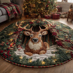 Xmas Cave Christmas Round Mat Rug - washable non-slip printed rug