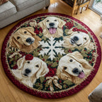Xmas Retriever Christmas Round Mat Rug - washable non-slip printed rug