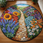 Yellow Bliss Round Mat Rug - washable non-slip printed rug