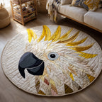 Yellow Cockatoo Round Mat Rug - washable non-slip printed rug