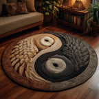 Yin Owl Round Mat Rug - washable non-slip printed rug