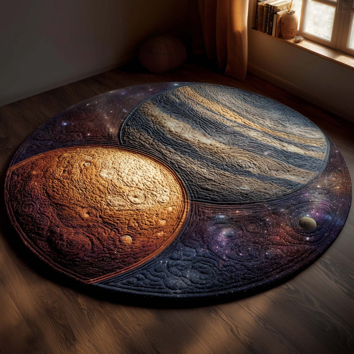 Yin Yang Cosmos Round Mat Rug - washable non-slip printed rug