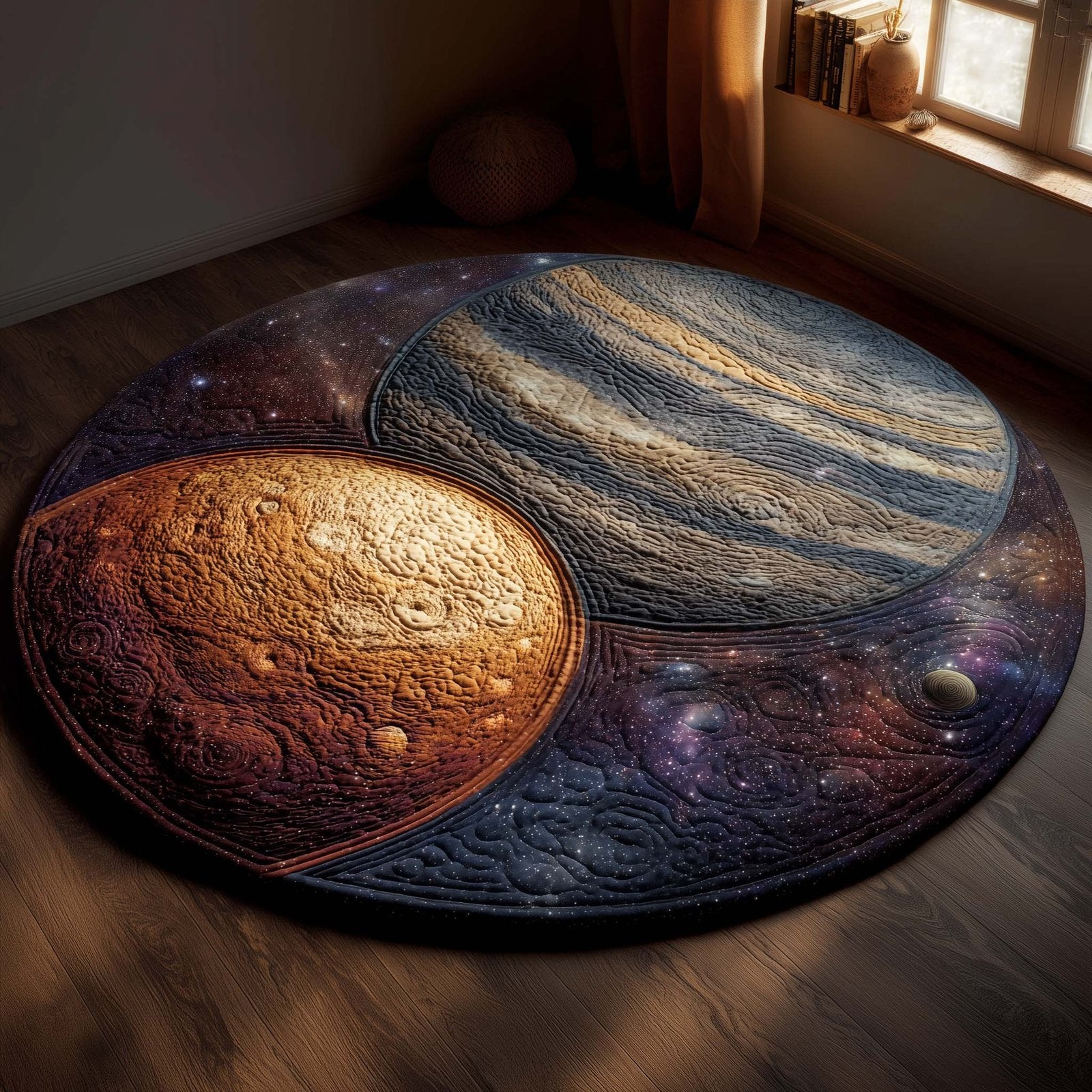 Yin Yang Cosmos Round Mat Rug - Nature Design | Serene Home Decor
