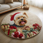 Yorkie Gem Round Mat Rug - washable non-slip printed rug