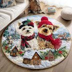 Yorkie Joy Round Mat Rug - washable non-slip printed rug
