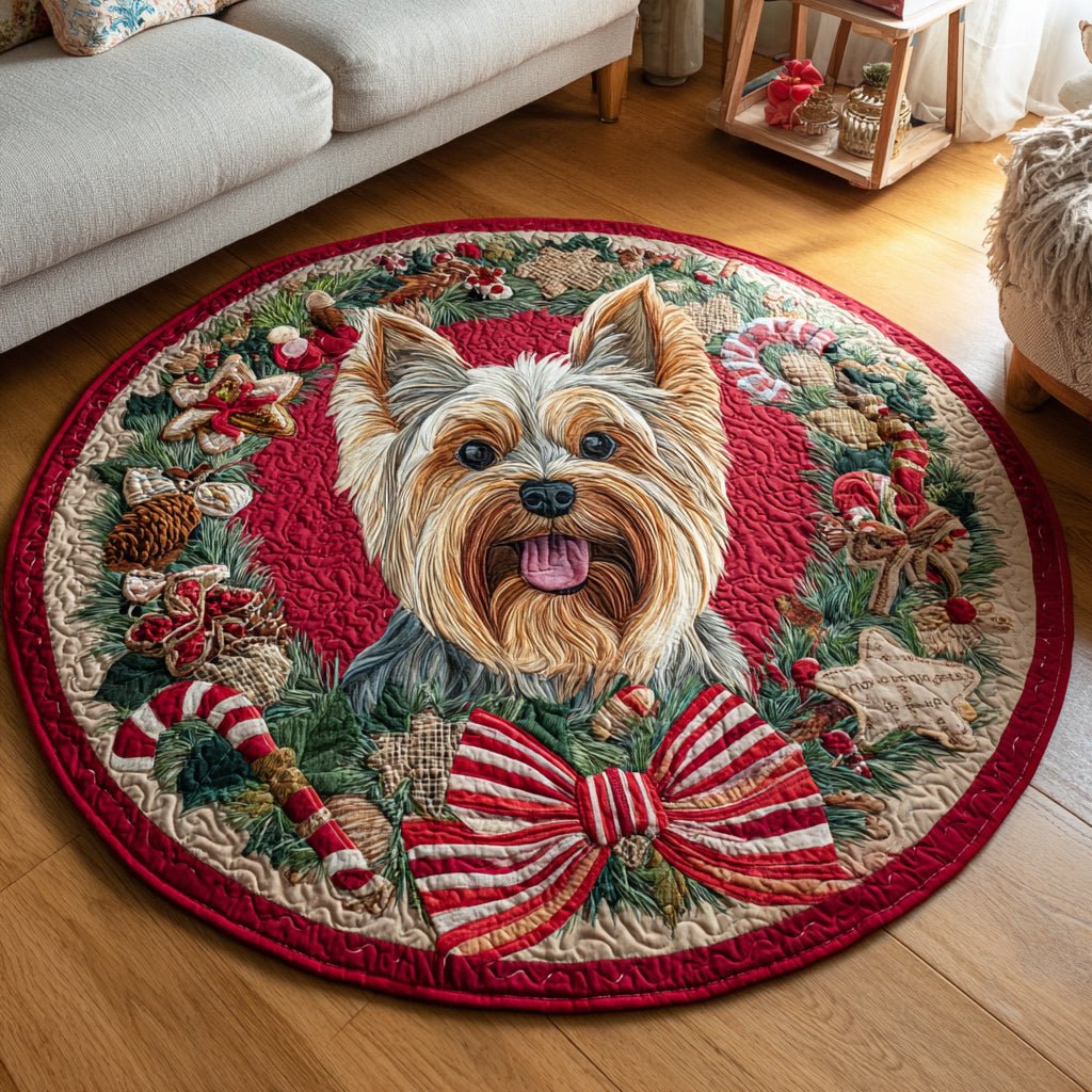 Yorkie Royal Round Mat Rug - washable non-slip printed rug