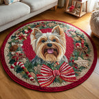 Yorkie Royal Round Mat Rug - washable non-slip printed rug