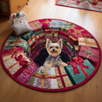Yorkshire Terrier Round Mat Rug - washable non-slip printed rug