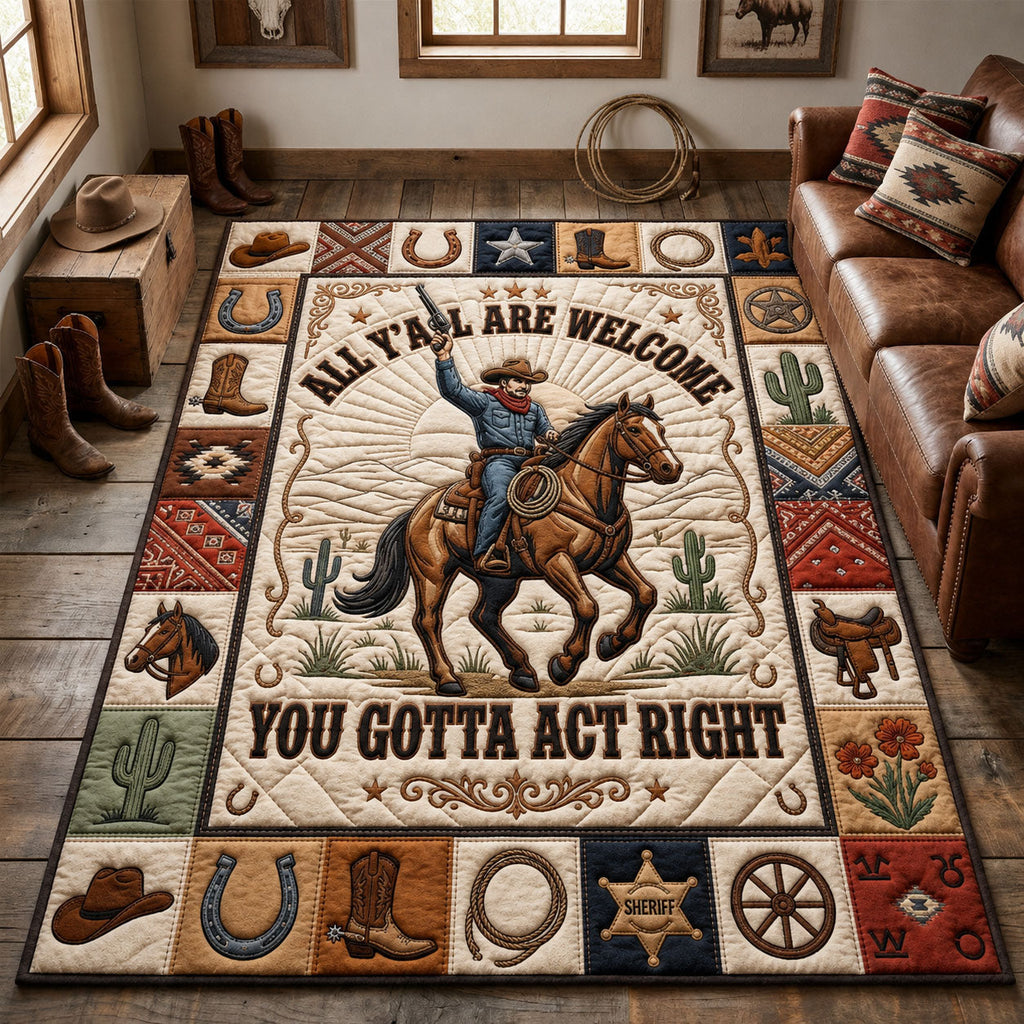 You Gotta Act Right area rug in a living room
