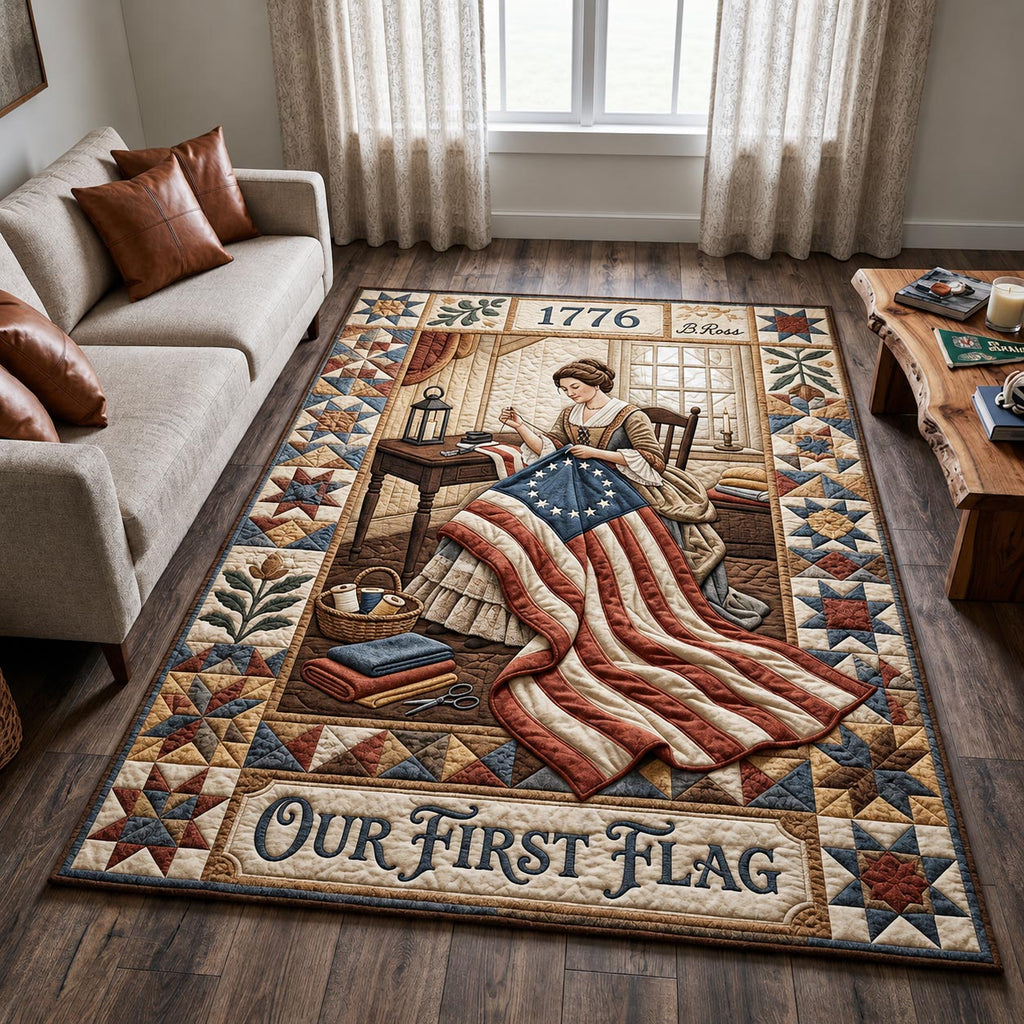 Young Patriots area rug in a living room