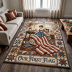 Young Patriots area rug in a living room