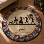 Young Patriots Round Mat Rug - washable non-slip printed rug