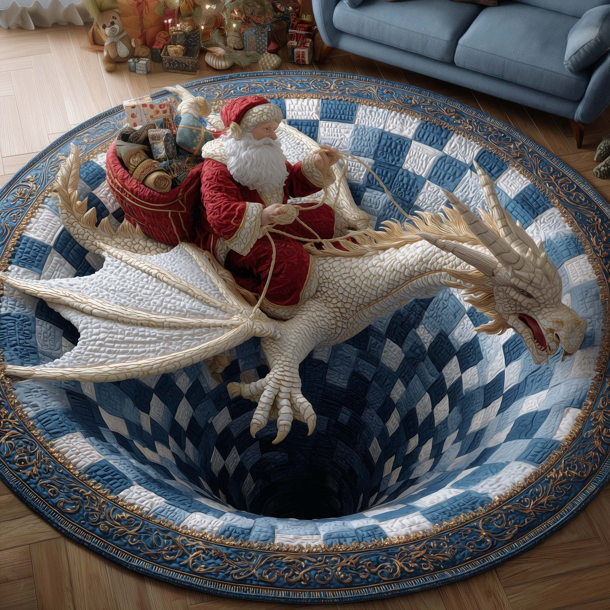 Yuletide Adventure Round Mat Rug - Nature Design | Serene Home Decor