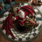Yuletide Adventure Christmas Round Mat Rug - washable non-slip printed rug