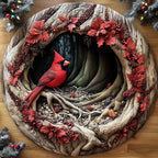 Yuletide Cardinal Round Mat Rug - Nature Design | Serene Home Decor