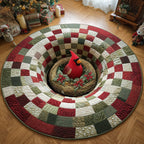 Yuletide Cardinal Round Mat Rug - Nature Design | Serene Home Decor