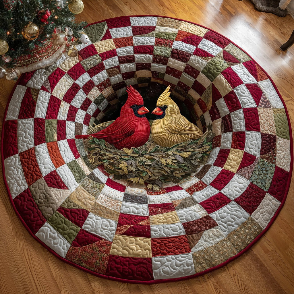 Yuletide Cardinal Round Mat Rug - Nature Design | Serene Home Decor