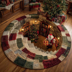 Yuletide Cellar Christmas Round Mat Rug - washable non-slip printed rug