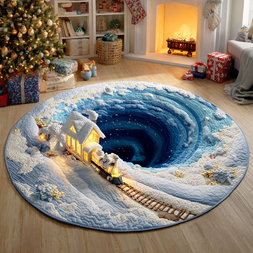 Yuletide Cheer Christmas Round Mat Rug - washable non-slip printed rug